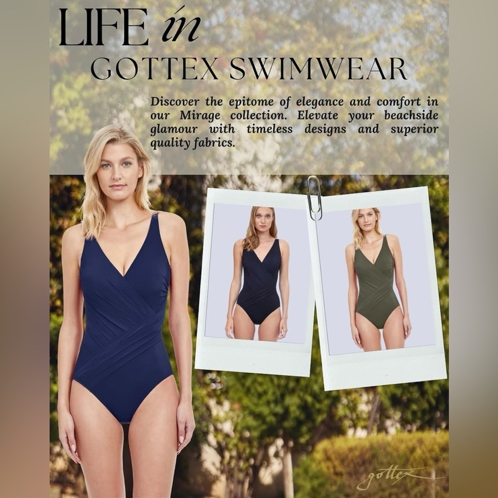 Gottex Lattice Women’s Surplice V Neck One Piece Swimsuit Essential Soft Cups - Picture 6 of 9